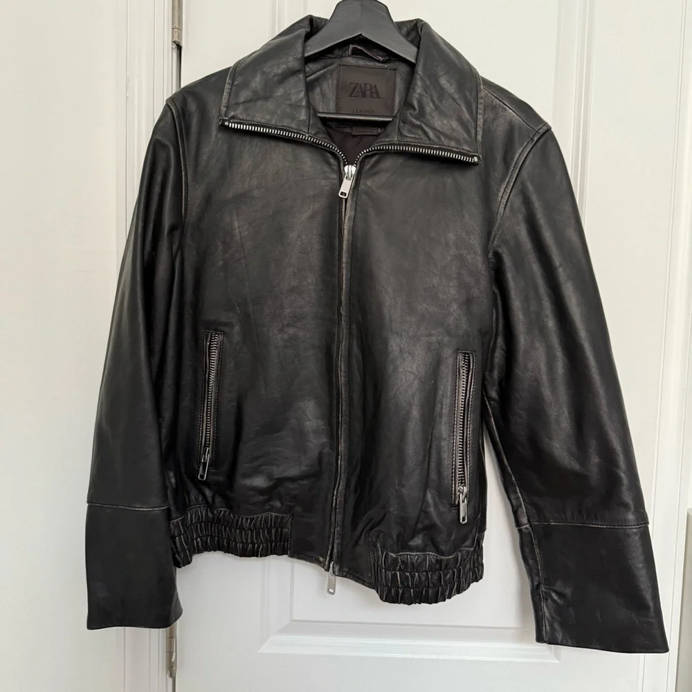 ZARA 100% LEATHER JACKET ZW COLLECTION size XS